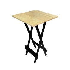 Mesa Bistro Dobravel Bar em Madeira Padrão Soberana - Natural/preto