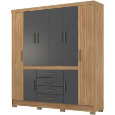 Guarda Roupa Casal 08 Portas 84020 Amendola Grafito Demobile Amendola Grafito