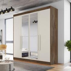 Guarda Roupa Casal Espelho 4 Portas 3 Gavetas Nantes Móveis Europa