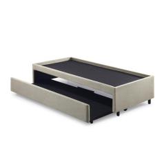 Bicama Box para Dois Colchões Solteirão 96x203 Linho Bege - Cama inHou