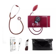Kit Esfigmomanometro E Esteto Bic + Garrote + Termometro,  Vinho