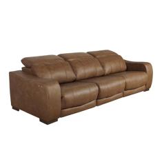 Sofá Elétrico Reclinável e Retrátil 3 Lugares Affection Couro Caramelo G34 - Gran Belo