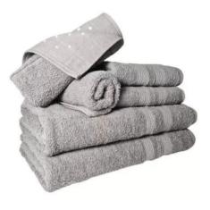 Jogo Toalhas 2 Banhos 2 Rostos 2 Pisos Grande Grossa Cinza - Toalhas B