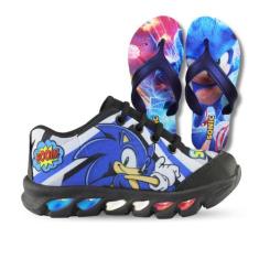 Kit Tênis De Led Infantil Menino Masculino Sonic Boom + Chinelo - Kids