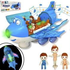 Avião de Brinquedo Azul Masculino Com Passageiros Educativo Envio Gara