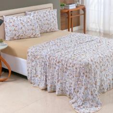 Jogo de Cama King Algodão Malha Macia e Resistente Estampado 04 Peças 