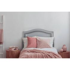Cabeceira Solteiro Curva Luxo Courino Cinza Com Tachas Fumê