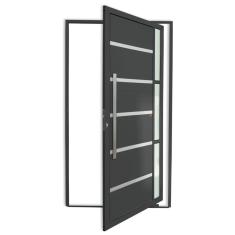 Porta Pivotante Lambril Miraggio Com Puxador Super 210cm X 100cm Brimak Cinza