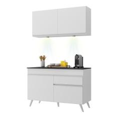 Armário De Cozinha Compacta 120cm Com Led Multimóveis Branco