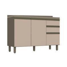 Balcão De Cozinha Connect 3 Portas E 2 Gavetas C/tampo Duna/cristal - Henn