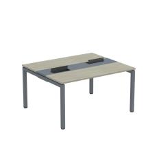 Mesa Plataforma Dupla Com Pé De Aço Para Coworking 140x120 Pdc14-12-2p Nogueira Casablanca-grafito