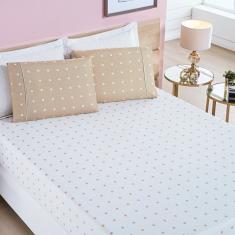 Jogo De Lençol Casal Padrão Petit Poa 200 Fios 3 Peças Cor Poa Caqui