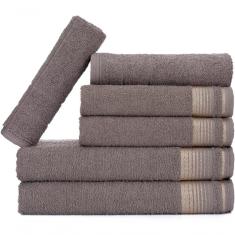 Jogo De Toalhas Luxury Soft Beka 360 G m² 2 Banho + 2 Rosto + 2 Piso Luxo Cinza