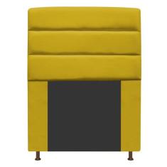 Cabeceira Estofada Turim 90 cm Solteiro Suede Amarelo - Doce Sonho Móv