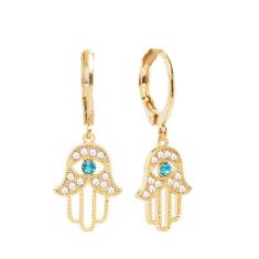 Brinco De Argolinha Mão De Fatima Folheado A Ouro 18K