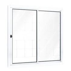 Janela de Aço de Correr 100x150cm 2 Folhas com Grade Quadrada e Vidro 