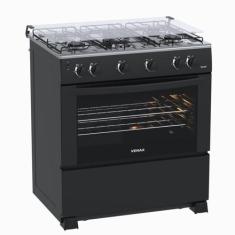 Fogao 5 Bocas Venax Gaudi GIIi Preto Fosco Gas Glp, Bivolt