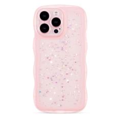 ZTOFERA Para iPhone 11 Pro Max 6,7 polegadas, linda capa ondulada encaracolada com glitter estrela, capa protetora de telefone de TPU (poliuretano termoplástico) macio e brilhante transparente à prova