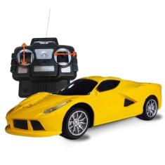 Carrinho De Controle Remoto Carro Veloz Escala 1:24 Amarelo - FUN GAME