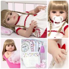 Boneca Reborn Realista Loira Princesa Com Chupeta 13 Itens - Cegonha R