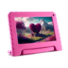 Tablet Multi Kid Pad Rosa Tela 7 pol 4GB RAM 64GB Android 13 Quad Core + Case + Wi-fi - NB411