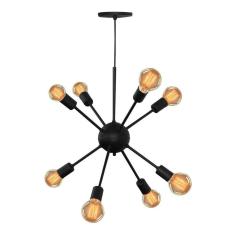 Lustre Pendente Moderno Sputnik Para 8 Lâmpadas Preto