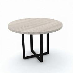 Mesa de Reunião Redonda Pandin Móveis Nogueira Casablanca/preto