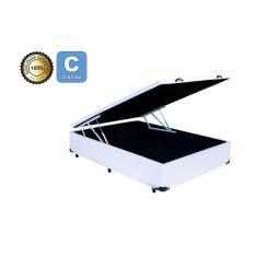 Cama Box Baú Casal 138 - Bello Box - Tecido Sintético Branco 30CM PROFUNDIDADE - ALTURA TOTAL 48 CM 
