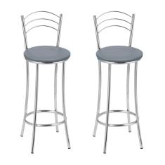 Kit 2 Banquetas Cromadas Bc26-b A144 Cromado/Cinza