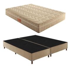 Box King 42x193x203cm com Colchão Super King Molas Ensacadas 28x193x203cm Júlia Rustico Bege