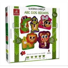 Quebra Cabeça Madeira Abc Dos Bichos 52 Pcs