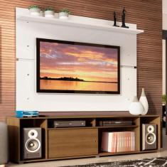 Rack Madesa Cancun e Painel para TV até 65 Polegadas - Rustic/Branco, 