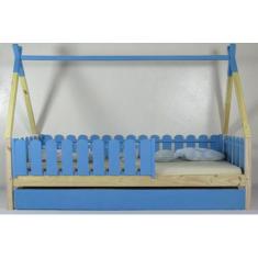 Bicama Montessoriana Solteirão Cabana Colorida Madeira Maciça Pinus - 