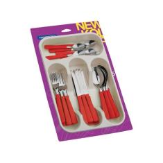 Faqueiro Tramontina Inox New Kolor com Gaveteiro 24 Peças, Vermelho, 2