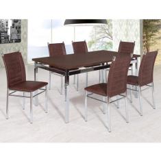 Conjunto Sala de Jantar Tokio Mesa Riviera 6 Cadeiras - Art Panta