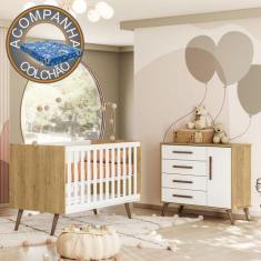 Quarto de Bebê com Berço Americano 3820 e Cômoda Infantil 3825 Qencant