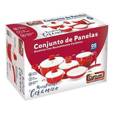 Conjunto de Panelas Catuaí 5 Peças Cerâmica 4435-A - Vermelho