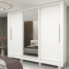 Guarda-roupa Casal 3 Portas 1 Porta Espelhada com Pés Milão Yescasa 10