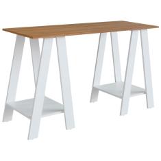 Escrivaninha Mesa Escritorio Cavalete 2 Prateleiras Mell Branco B61 Novam Mell Branco