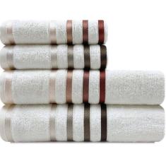 Jogo de Toalhas 4 Peças Banhão Gigante + Rosto Fio Penteado Lumina Karsten - Emcompre