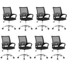 Kit 8 Cadeiras Dot para Escritório Diretor com Rodízios Manchester Light Preto
