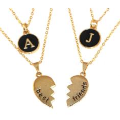 Colar Duplo Amizade Best Friends Amigas Inicial Folheado