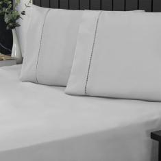 Jogo de Cama Queen Percal 400 Fios Ponto Palito 03 Peças, Antiácaro, A