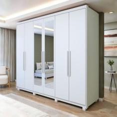 Guarda-roupa 6 Portas 5 Gavetas com Espelho e com Pés Áries - Móveis L
