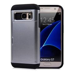 SORAKA Capa para Samsung Galaxy S7 com porta-cartões Capa para carteira Capa blindada para Samsung Galaxy S7 Capa para PC TPU de camada dupla Capa à prova de choque