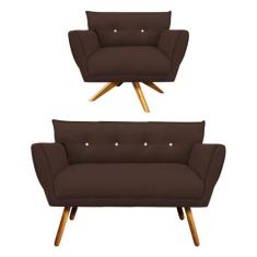 Kit 1 Namoradeira Pé Palito Castanho e 1 Poltrona Giratória Anitta com