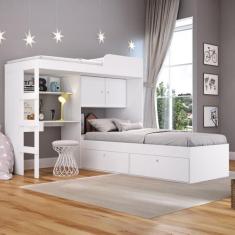 Cama Solteiro Multifuncional com Baú e Escrivaninha Lion - Art in Móve