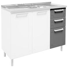 Balcão 105x85,3cm em Aço 3 Portas com Cuba Inox - Bertolini 6015 Múltipla