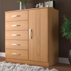 Cômoda 5 Gavetas 1 Porta Zurique Evidência Móveis - Cinamomo