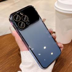 Capa de telefone transparente galvanizada de luxo para iPhone 11 12 13 14 15 Pro Max XR XS X 7 8 Plus Capa traseira de silicone macio, azul, para iPhone 12Pro